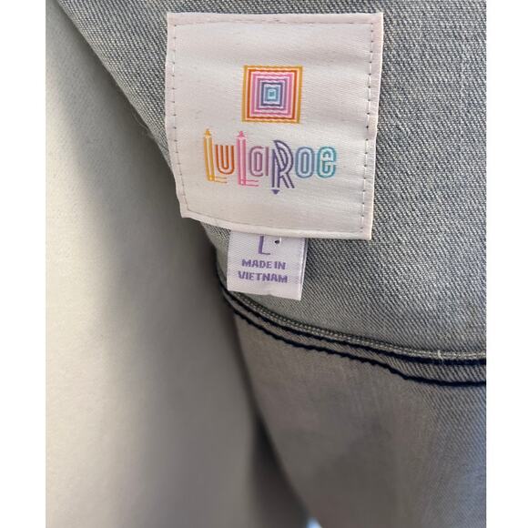 Lularoe Women's Size L Color block Denim Jean Button Up Jacket #0039 - Picture 4 of 6